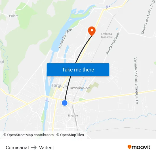 Comisariat to Vadeni map