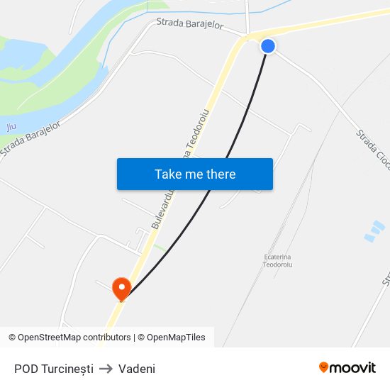 POD Turcinești to Vadeni map