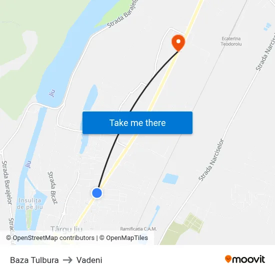 Baza Tulbura to Vadeni map