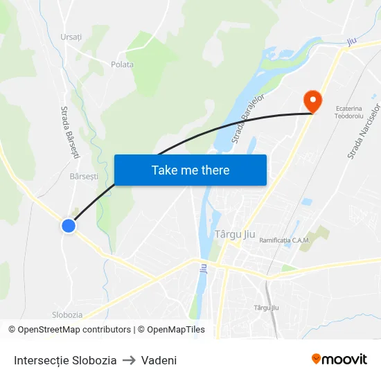 Intersecție Slobozia to Vadeni map