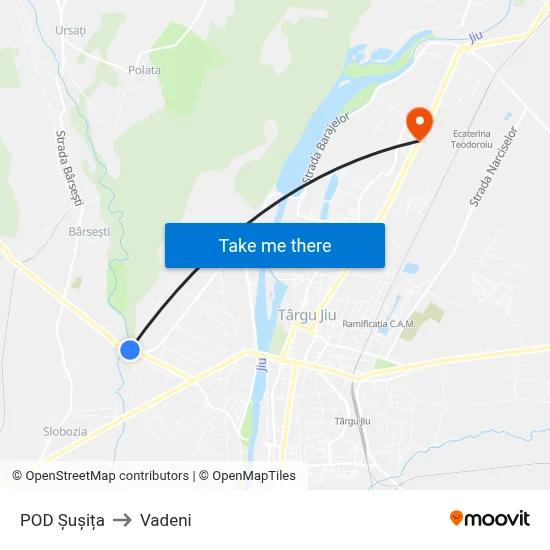 POD Șușița to Vadeni map
