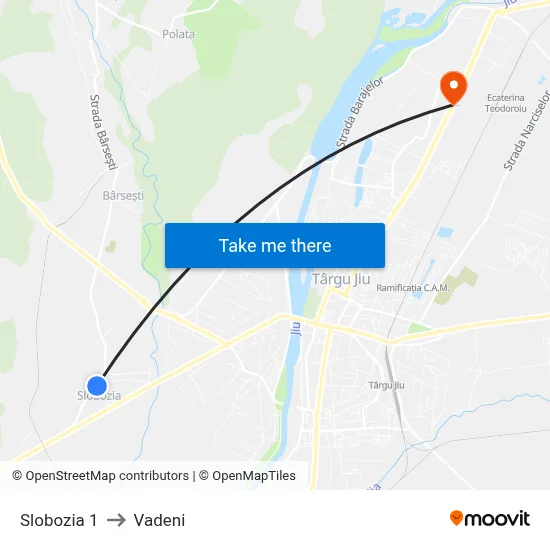 Slobozia 1 to Vadeni map