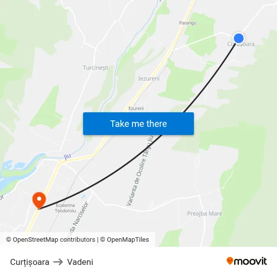 Curțișoara to Vadeni map