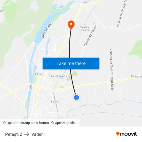 Petești 2 to Vadeni map