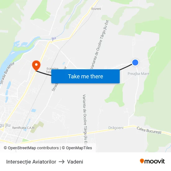 Intersecție Aviatorilor to Vadeni map