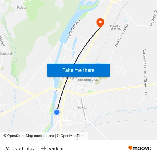 Voievod Litovoi to Vadeni map