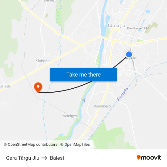 Gara Târgu Jiu to Balesti map