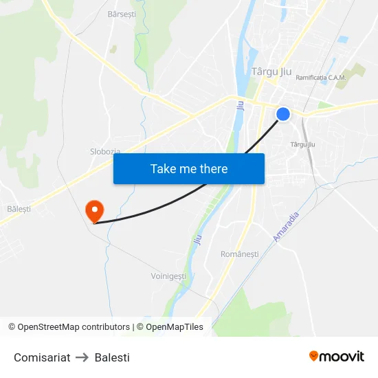 Comisariat to Balesti map