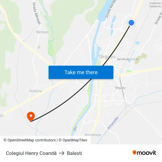 Colegiul Henry Coandă to Balesti map