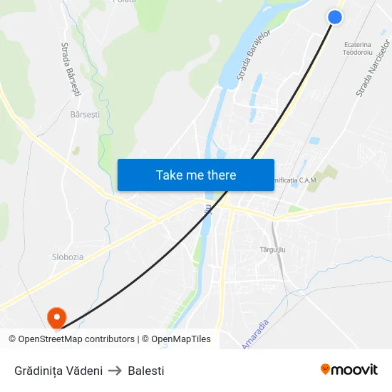 Grădinița Vădeni to Balesti map
