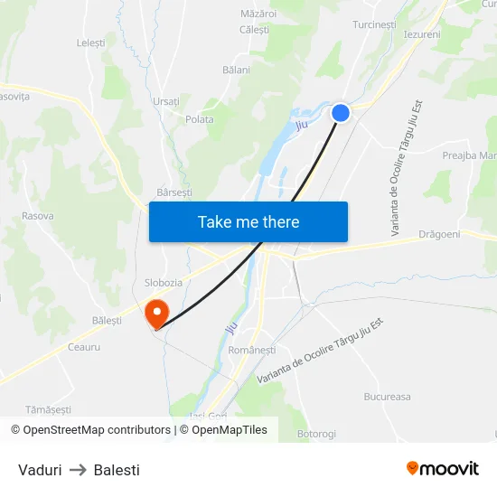 Vaduri to Balesti map
