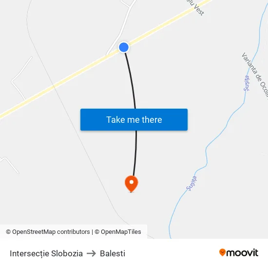 Intersecție Slobozia to Balesti map