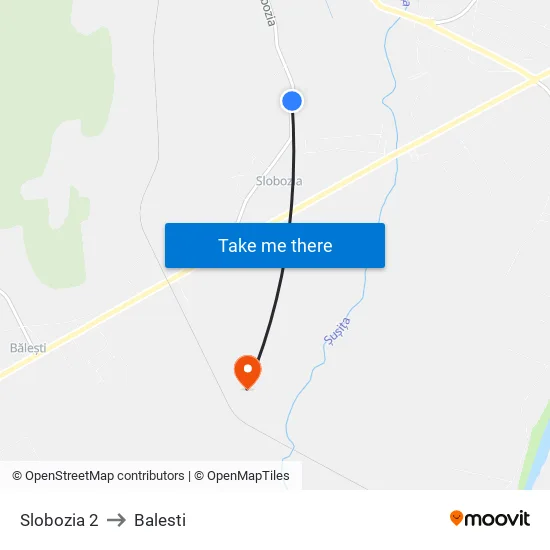 Slobozia 2 to Balesti map