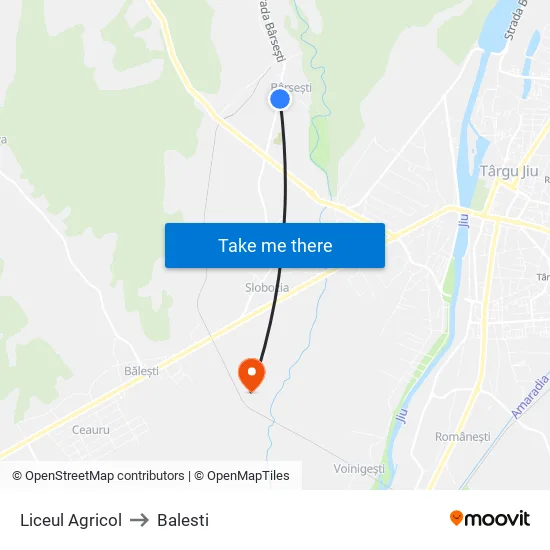 Liceul Agricol to Balesti map