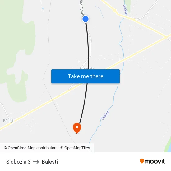 Slobozia 3 to Balesti map