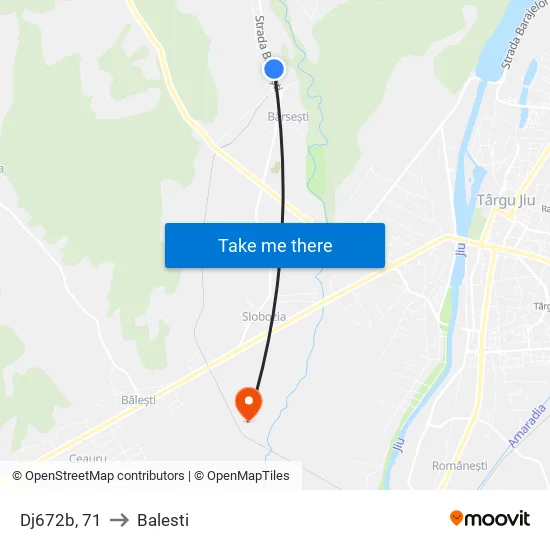 Dj672b, 71 to Balesti map