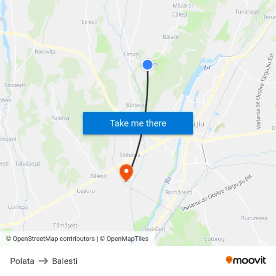 Polata to Balesti map