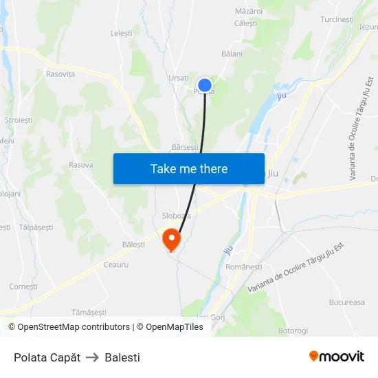 Polata Capăt to Balesti map