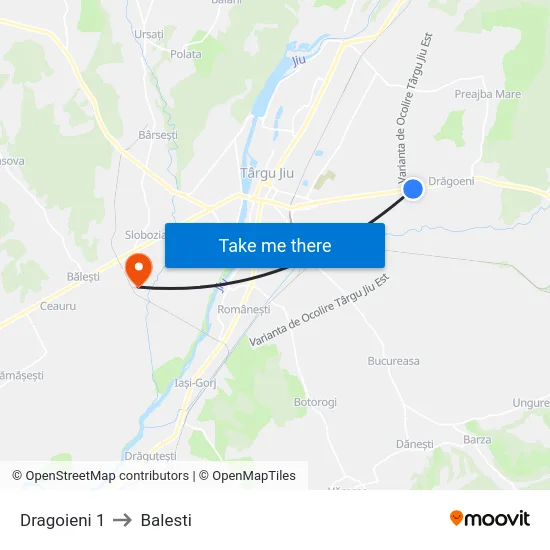 Dragoieni 1 to Balesti map