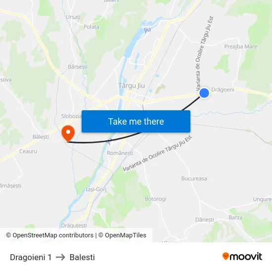 Dragoieni 1 to Balesti map