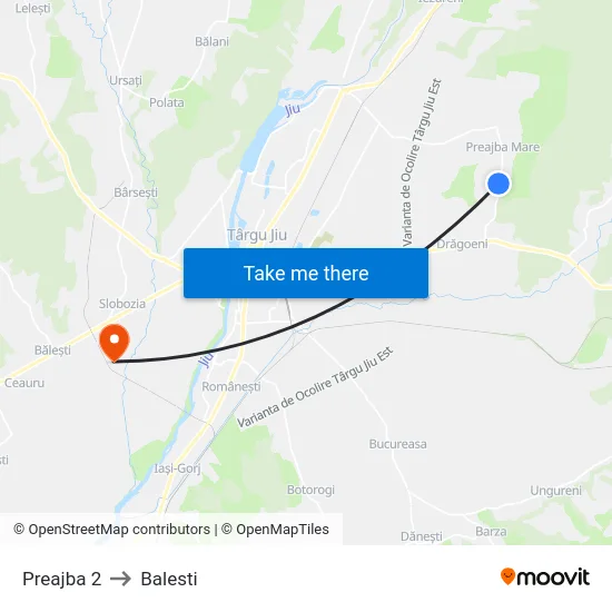 Preajba 2 to Balesti map