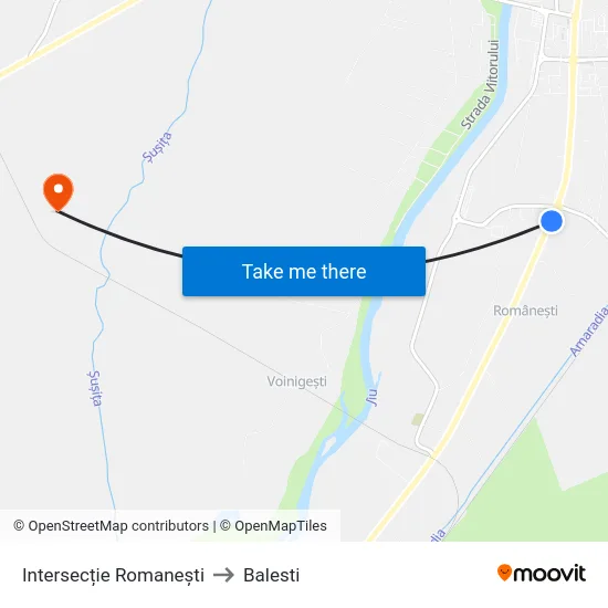 Intersecție Romanești to Balesti map