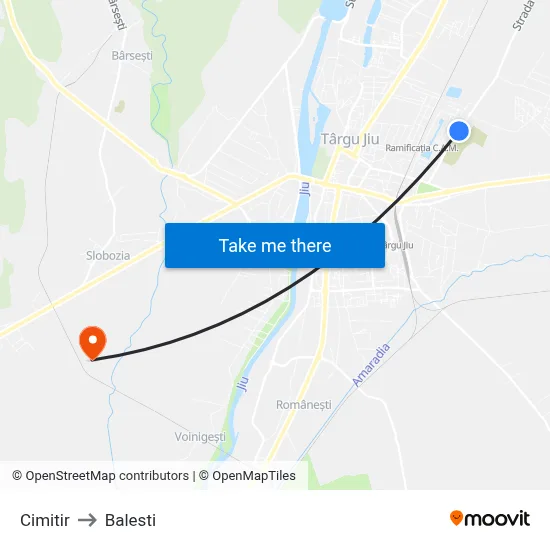 Cimitir to Balesti map