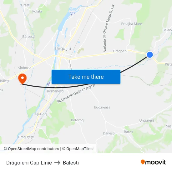 Drăgoieni Cap Linie to Balesti map