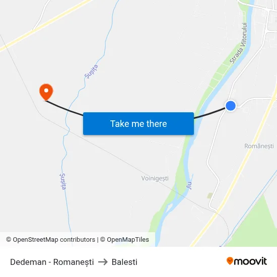 Dedeman - Romanești to Balesti map