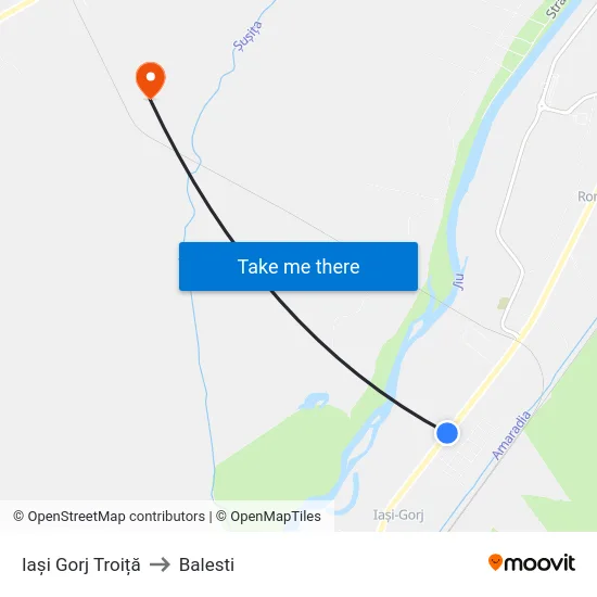 Iași Gorj Troiță to Balesti map