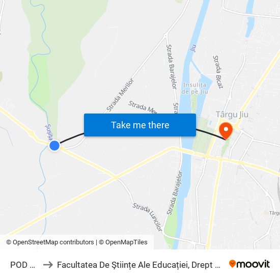 POD Șușița to Facultatea De Ştiințe Ale Educației, Drept Şi Administrație Publică map