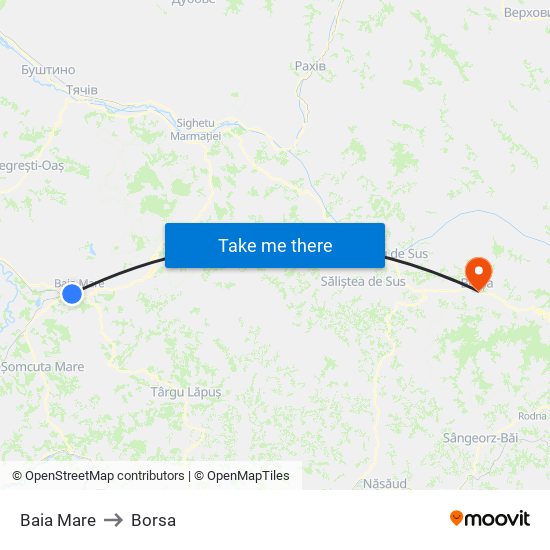 Baia Mare to Borsa map