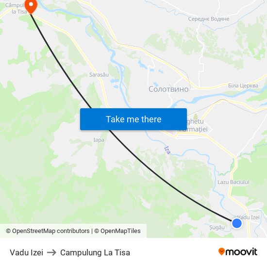 Vadu Izei to Campulung La Tisa map