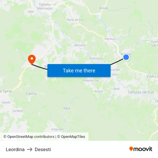 Leordina to Desesti map