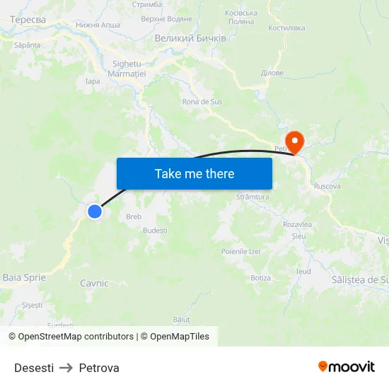 Desesti to Petrova map