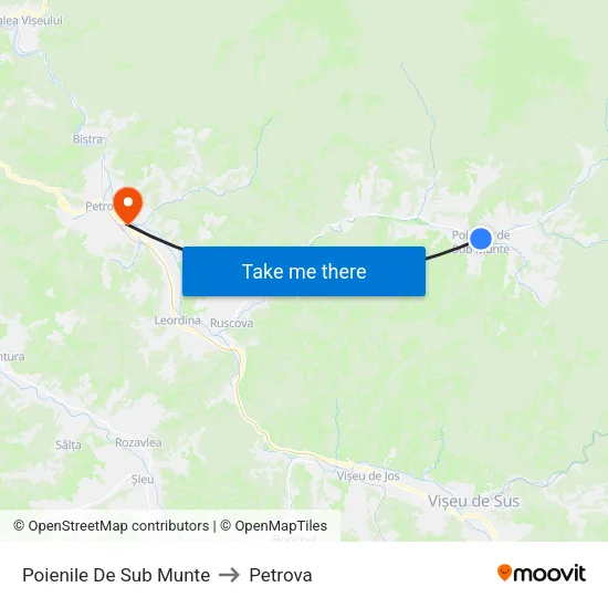Poienile De Sub Munte to Petrova map