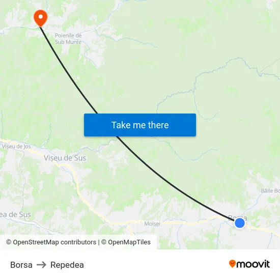 Borsa to Repedea map
