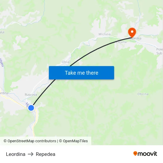 Leordina to Repedea map