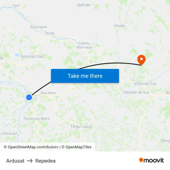 Ardusat to Repedea map