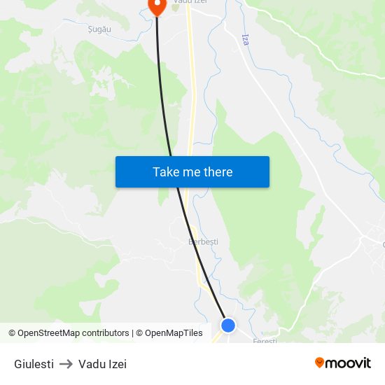 Giulesti to Vadu Izei map