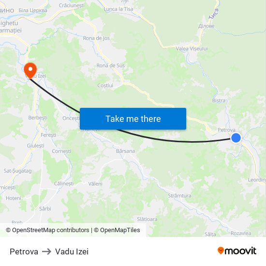 Petrova to Vadu Izei map