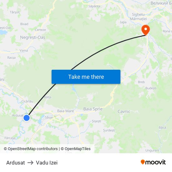 Ardusat to Vadu Izei map