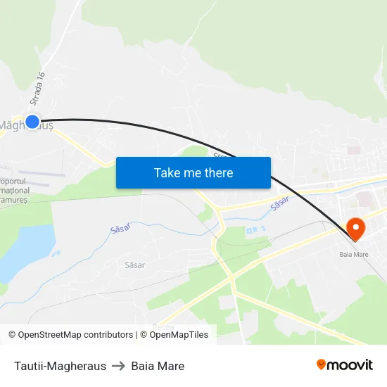 Tautii-Magheraus to Baia Mare map