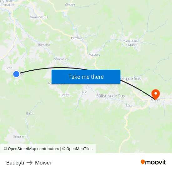 Budești to Moisei map