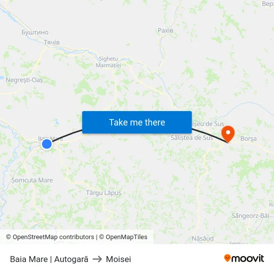 Baia Mare | Autogară to Moisei map