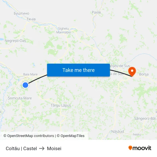 Coltău | Castel to Moisei map