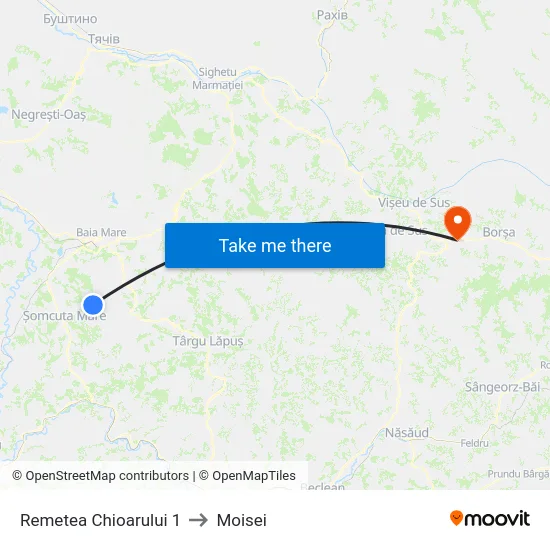 Remetea Chioarului 1 to Moisei map