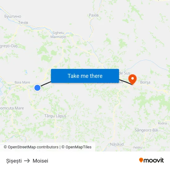 Șișești to Moisei map