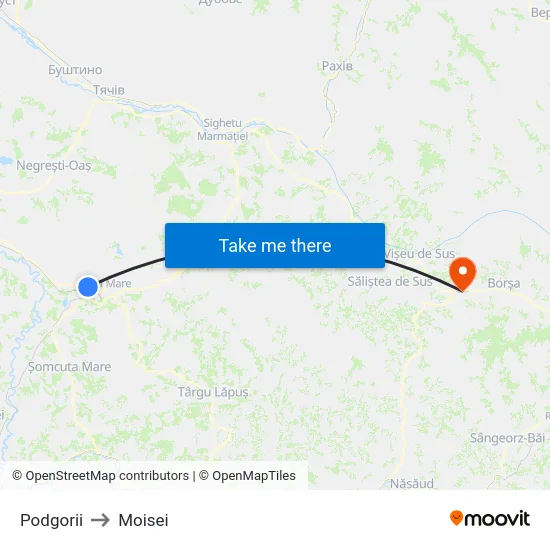 Podgorii to Moisei map