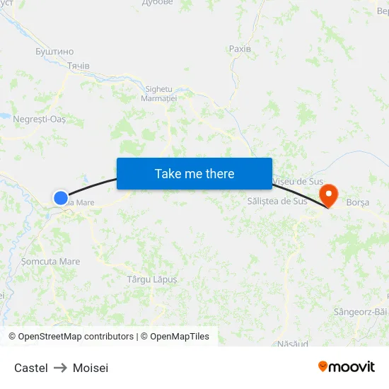 Castel to Moisei map